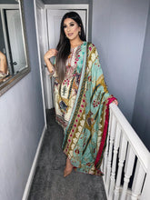 Load image into Gallery viewer, 3 pcs Stitched Blue lawn shalwar Suit Ready to Wear with Broshia dupatta AA21-04A
