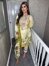 Load image into Gallery viewer, 3 pcs Stitched Yellow shalwar Suit Ready to wear lawn summer Wear with chiffon dupatta FSH-607
