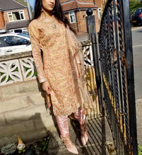 Load image into Gallery viewer, 3pc Peach Embroidered Shalwar Kameez Stitched Suit Ready to wear
