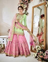Load image into Gallery viewer, 3PC  Shalwar Kameez Fully Stitched Green&amp;Pink Shrara Collection Ready to wear Shrara Bridal Vol 7 6032
