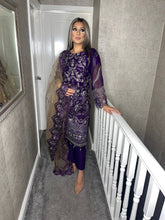 Load image into Gallery viewer, 3pc PURPLE Embroidered Shalwar Kameez with Net dupatta Stitched Suit Ready to wear HW-UQ1821
