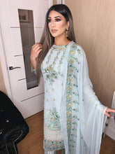 Load image into Gallery viewer, 3pc Embroidered Light Turquoise Shalwar Kameez Stitched Suit Ready to wear FP-55004-E
