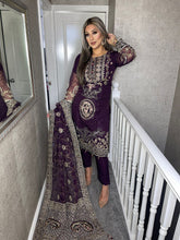 Load image into Gallery viewer, 3pc PURPLE Embroidered Shalwar Kameez with NET dupatta Stitched Suit Ready to wear HW-RMPURPLE01
