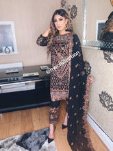 Load image into Gallery viewer, 3pc Black with Gold Embroidered Shalwar Kameez Stitched Suit Ready to wear
