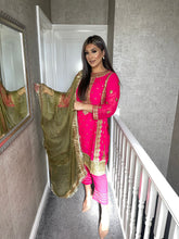 Load image into Gallery viewer, 3pc PINK Embroidered Shalwar Kameez with NET dupatta Stitched Suit Ready to wear AN-PINKOLIVE
