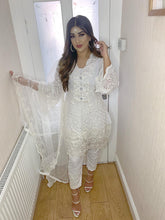 Load image into Gallery viewer, 3pc white with Embroidered Dupatta Shalwar Kameez Stitched Suit Ready to wear AA-WHITE
