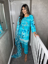 Load image into Gallery viewer, 3 pcs Stitched Blue shalwar Suit Ready to wear Lilen winter Wear with lilen dupatta LL-79A
