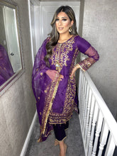 Load image into Gallery viewer, 3pc Purple Embroidered Shalwar Kameez Stitched Suit Ready to wear AJ-PURPLE
