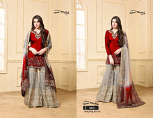 Load image into Gallery viewer, 3PC  Shalwar Kameez Fully Stitched Red&amp;Grey Shrara Collection Ready to wear Shrara Nazakat NX Red
