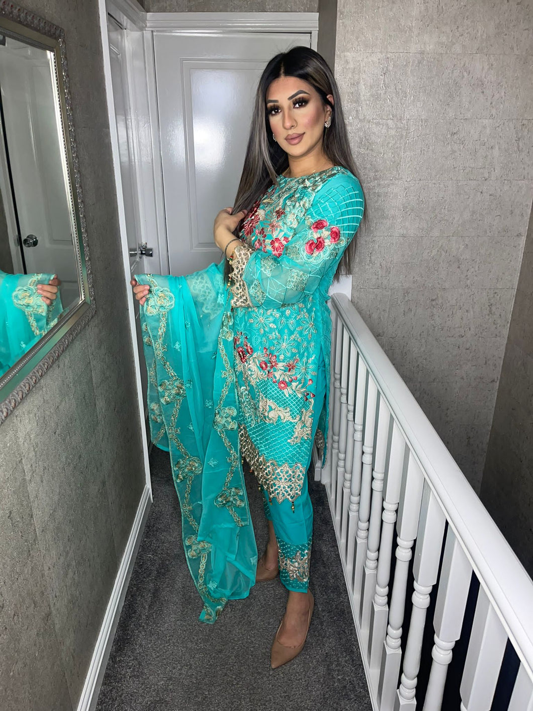 3pc FEROZI Embroidered Shalwar Kameez with Chiffon dupatta Stitched Suit Ready to wear HW-UQ1878