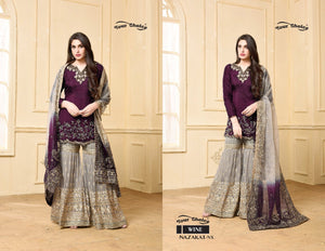 3PC  Shalwar Kameez Fully Stitched Shrara Collection Ready to wear @Your Choice 2975 vine colour