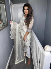 Load image into Gallery viewer, 3pc white Embroidered suit with Embroidered Dupatta Shalwar Kameez  Suit Ready to wear UQ-WHITE
